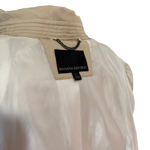 NWOT Banana Republic Sz L Trench Coat with Belt Knee Length Khaki Tan Modern - Picture 12 of 13